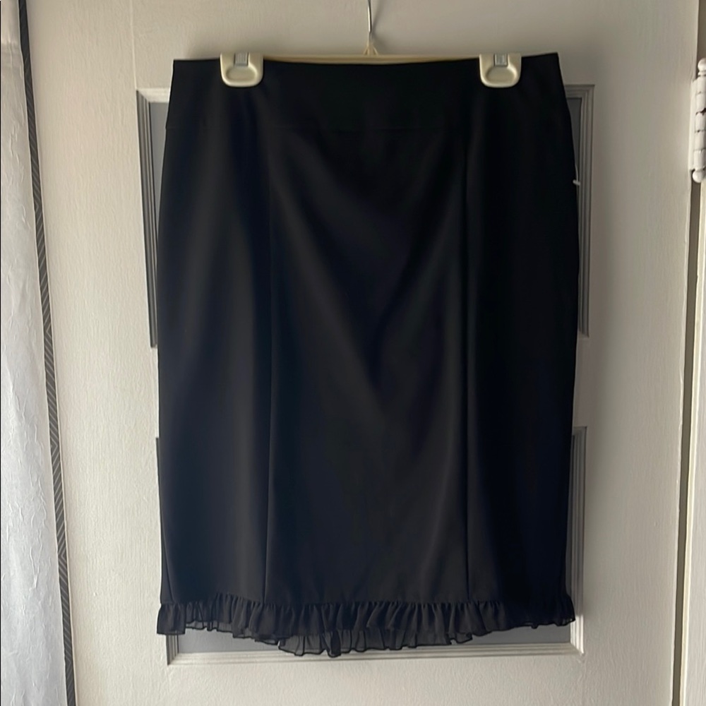Studio 1940 Black Ruffled Pencil Skirt Knee-Length